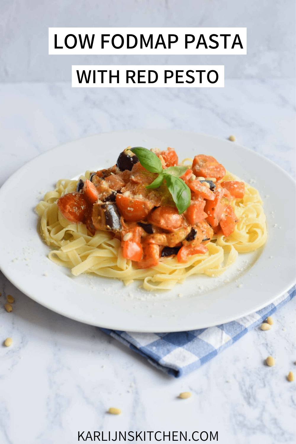 Creamy low FODMAP pasta with red pesto | Karlijn's Kitchen